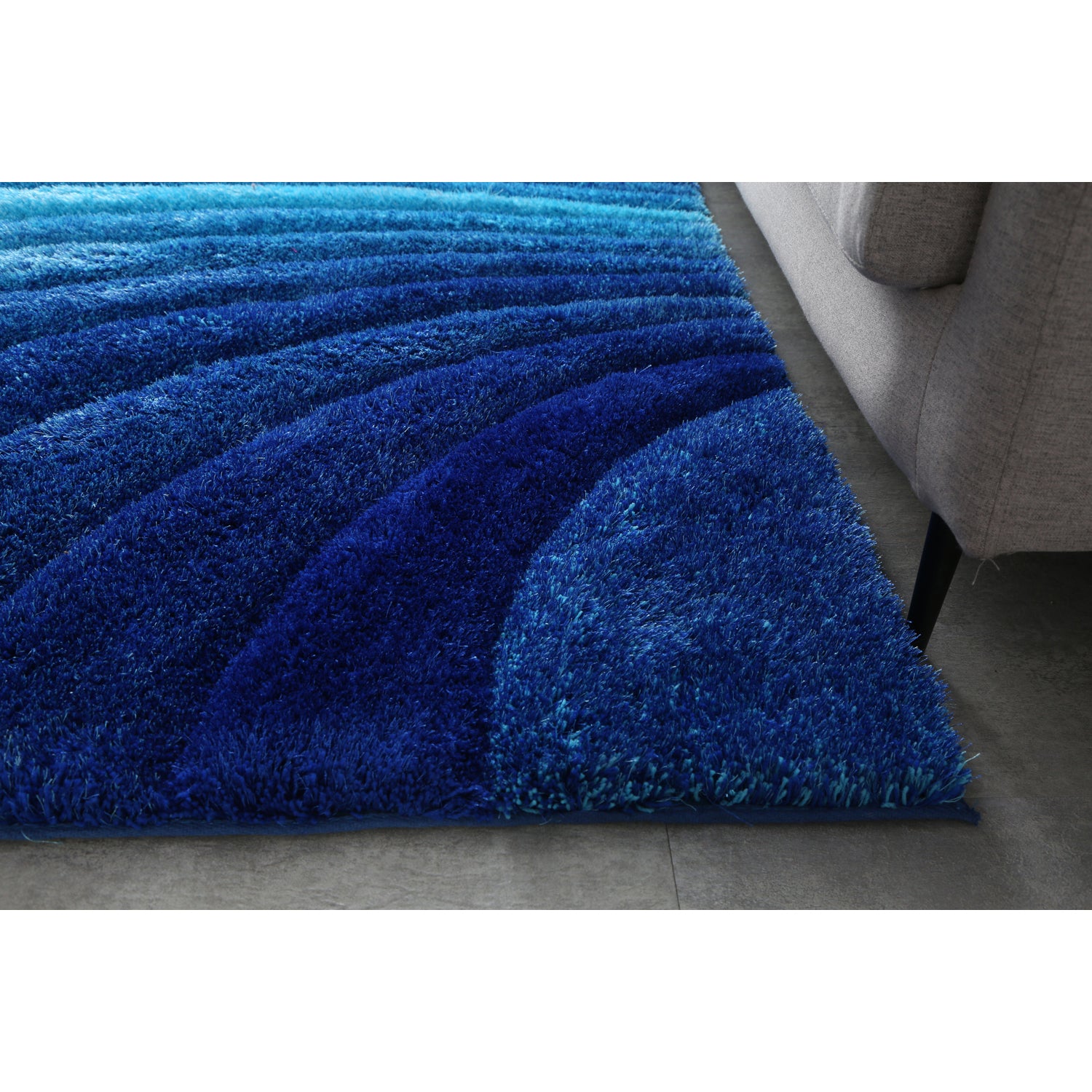 "3D Shaggy" Hand Tufted Area Rug Blue Polyester