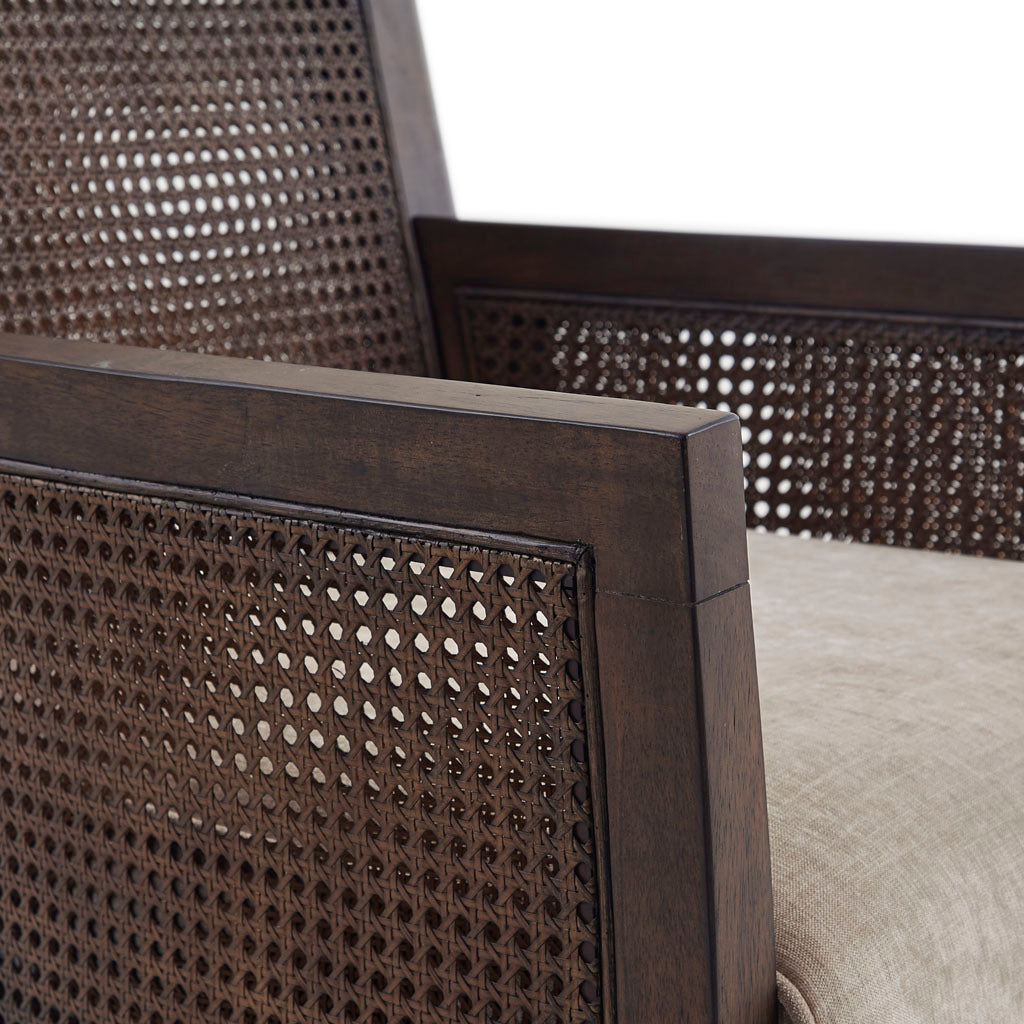 Cane Armchair Tan Espresso Polyester