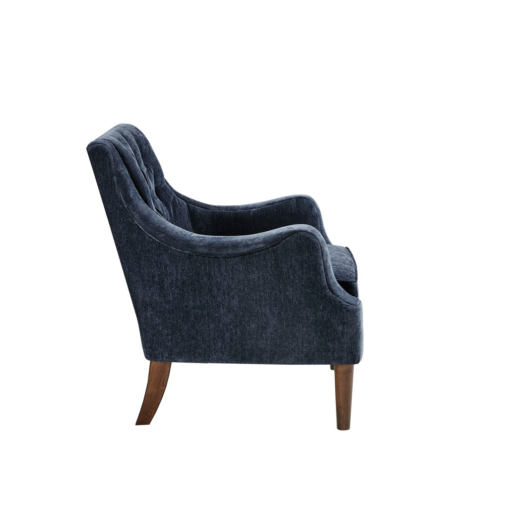 Button Tufted Accent Chair Navy Polyester