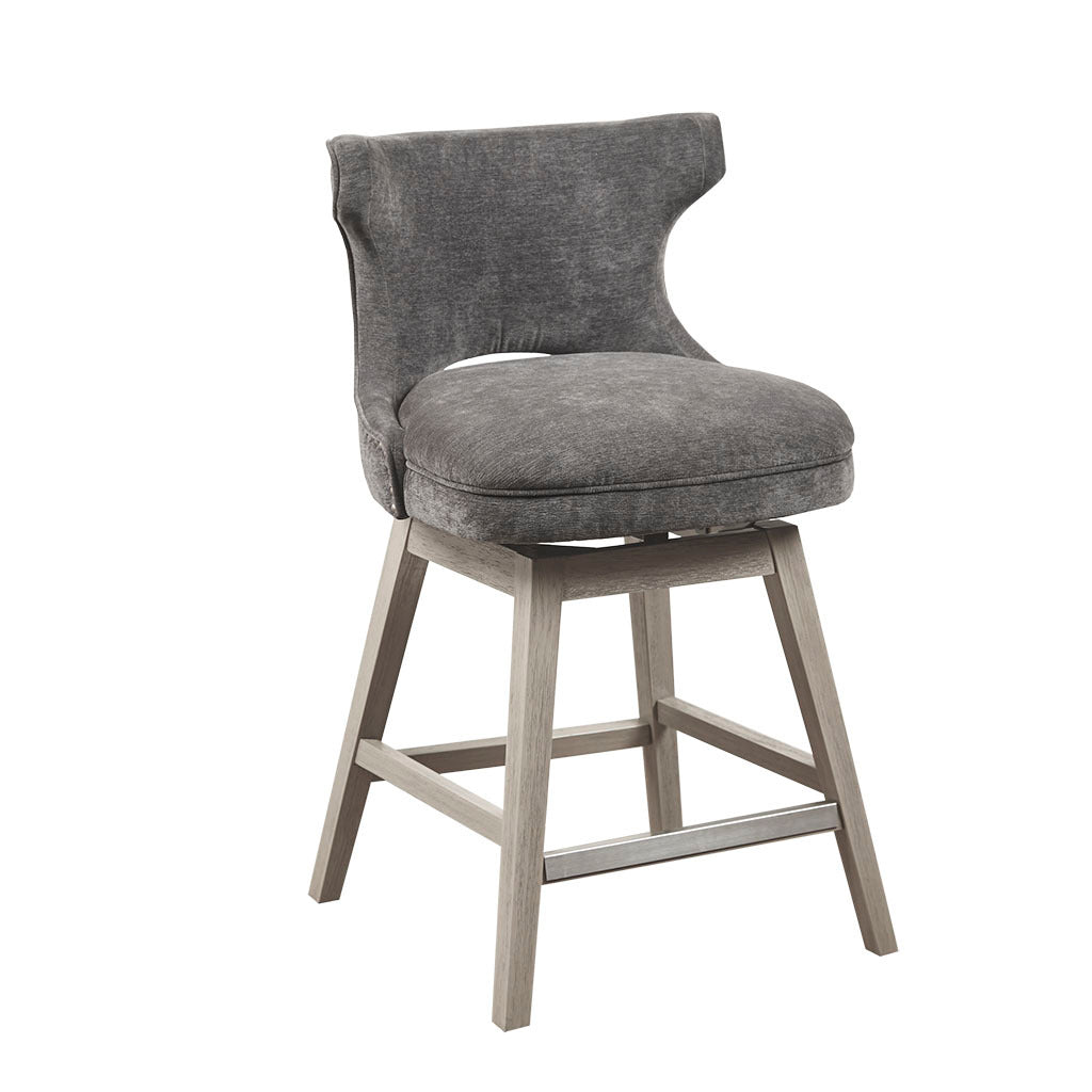 25.75" Swivel Counter Stool Charcoal Polyester