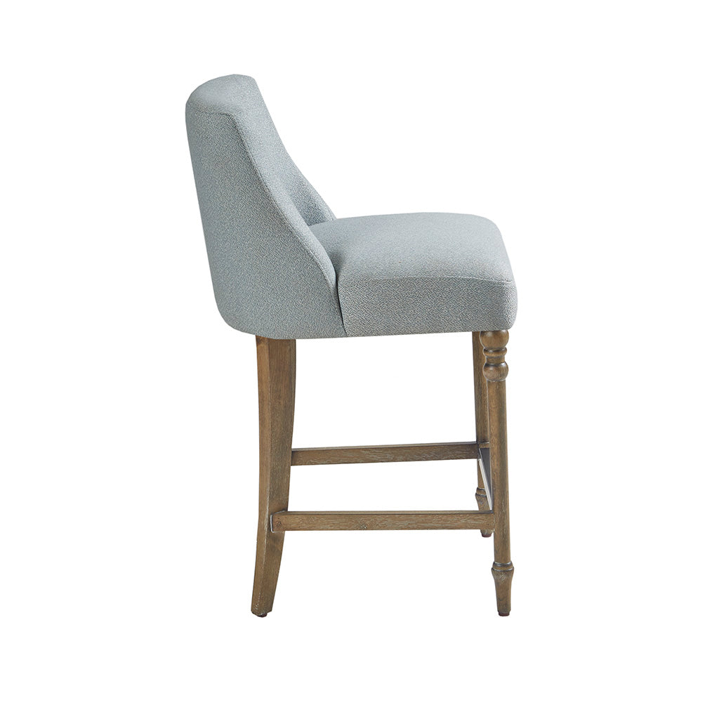 25" Upholstered Counter Stool Blue Polyester