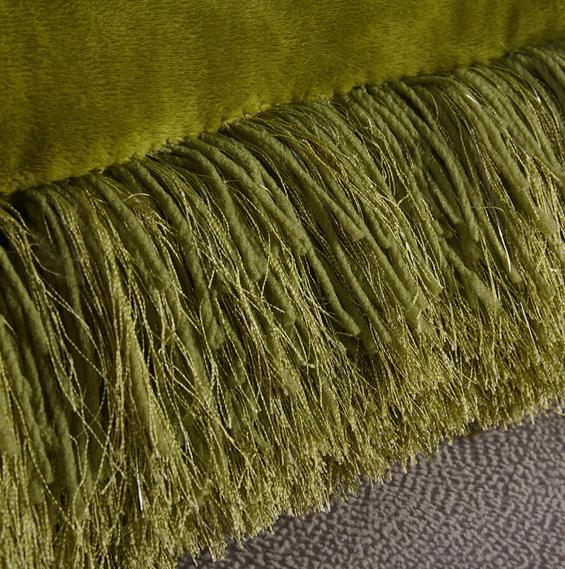 "Decorative" Shaggy Pillow With Lurex 18 In X 18 In Lime Green Polyester