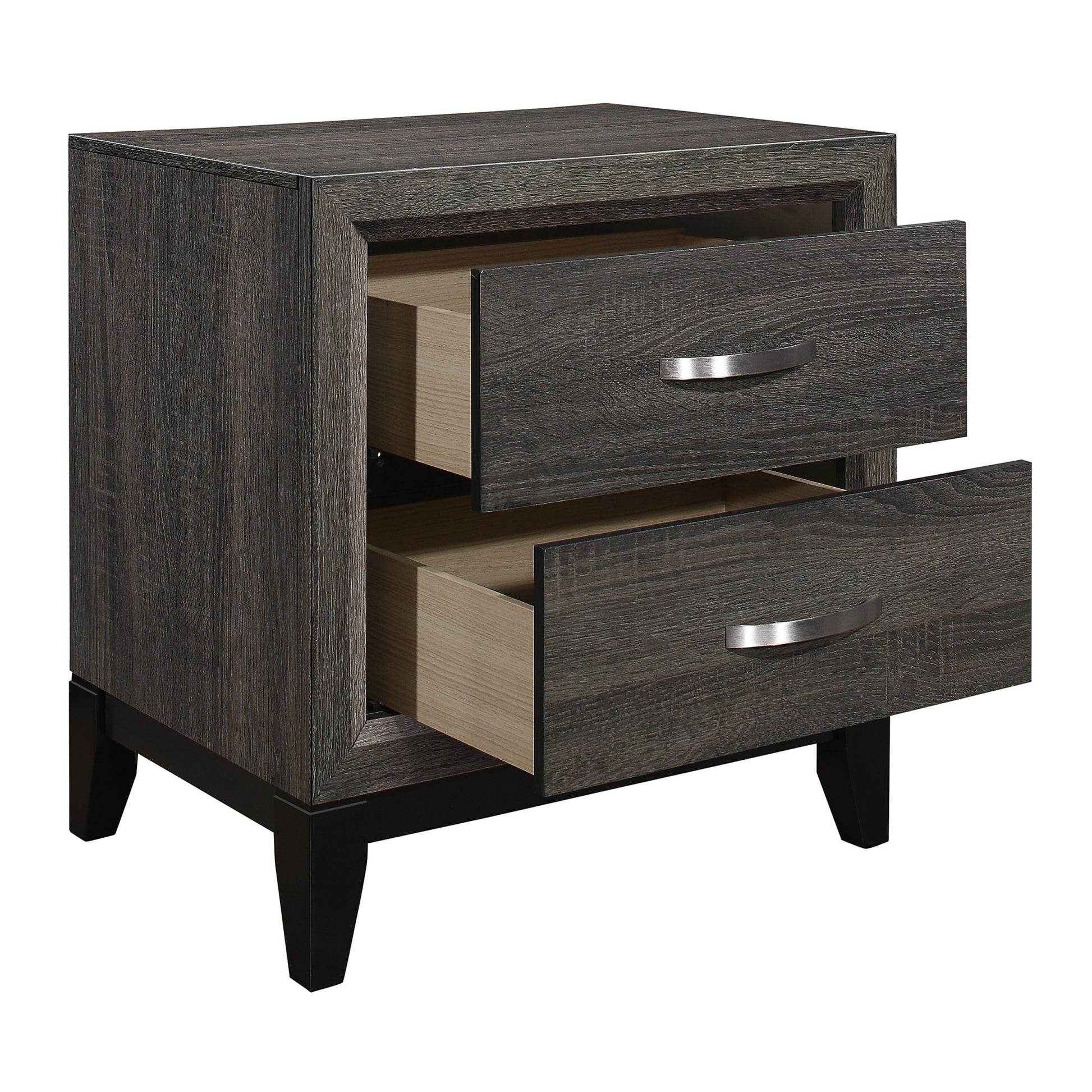 Contemporary Styling Gray Finish 1Pc Nightstand Dovetail Drawers Unique Bedroom Furniture Gray 2 Drawers Bedroom Contemporary Wood