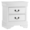 Traditional Design White Finish Nightstand 1Pc Antique Drop Handles Drawers Bed Side Table Bedroom Furniture White 2 Drawers Bedroom Wood