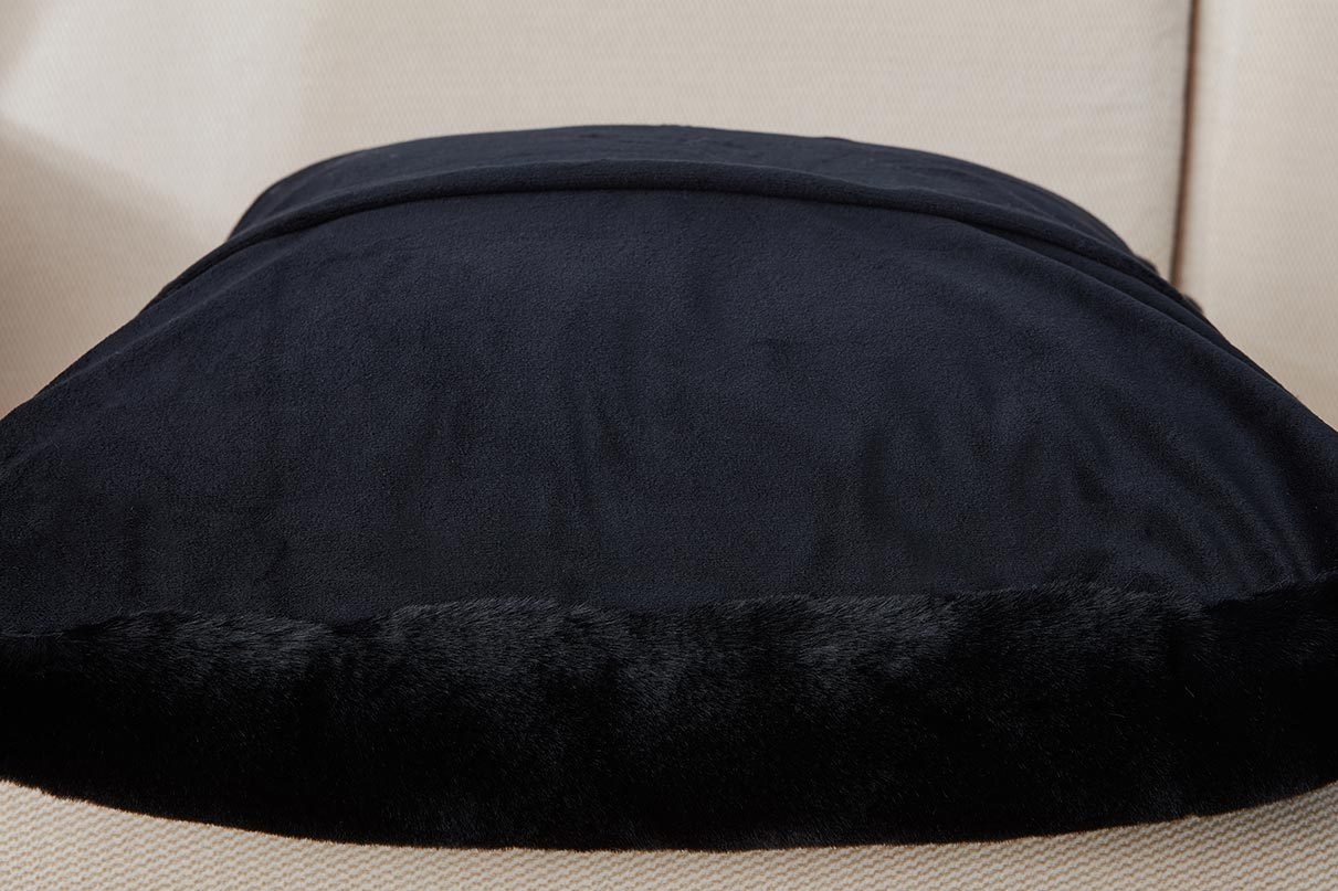 Agnes Luxury Chinchilla Faux Fur Pillow 18 In. X 18 In. Black Polyester