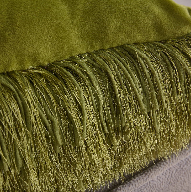 "Decorative" Shaggy Pillow 18 In X 18 In Lime Green Polyester