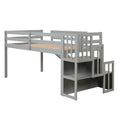 Loft Bed With Staircase, Storage, Slide, Twin Size, Full Length Safety Guardrails, No Box Spring Needed, Grey Old Sku:W504S00005 Twin Grey Pine