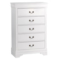 Traditional Design White Finish 1Pc Chest Of 5 Drawers Antique Drop Handles Drawers Bedroom Furniture White Bedroom Traditional Wood