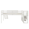 Loft Bed With Staircase, Storage, Slide, Twin Size, Full Length Safety Guardrails, No Box Spring Needed, White Old Sku:W504S00004 Twin White Pine