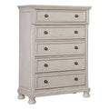 Wire Brushed White Finish 1Pc Chest Of Drawers With Ball Bearing Glides Transitional Bedroom Furniture White Bedroom Wood