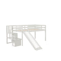 Loft Bed With Staircase, Storage, Slide, Twin Size, Full Length Safety Guardrails, No Box Spring Needed, White Old Sku:W504S00004 Twin White Pine