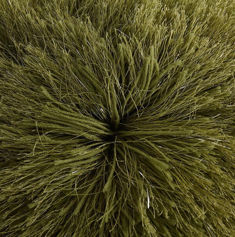 "Decorative" Shaggy Pillow With Lurex 18 In X 18 In Lime Green Polyester