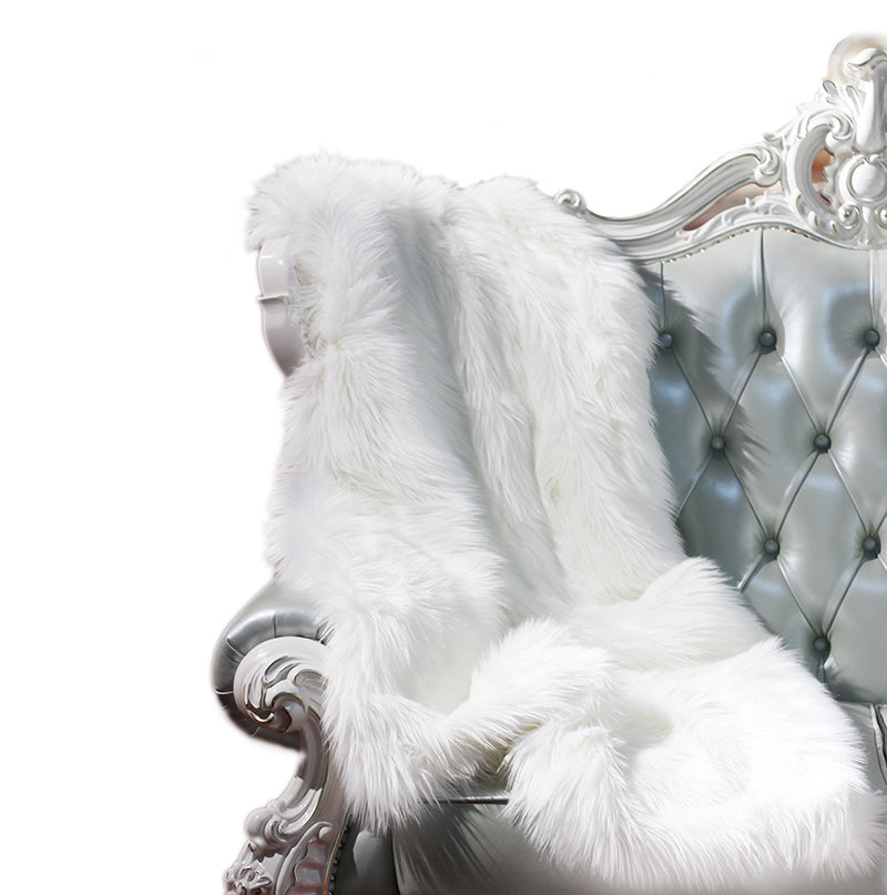 "Luxury Decorative" Faux Fur Throw In White 50 Inch X 60 Inch White Acrylic