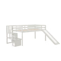 Loft Bed With Staircase, Storage, Slide, Twin Size, Full Length Safety Guardrails, No Box Spring Needed, White Old Sku:W504S00004 Twin White Pine