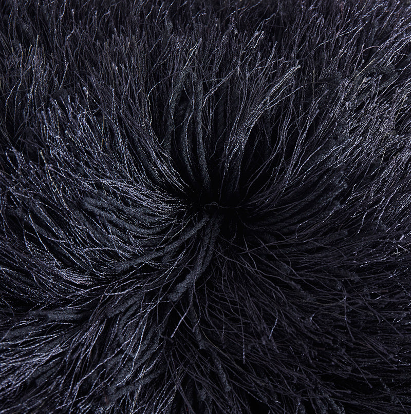 "Decorative" Shaggy Pillow 18 In X 18 In Black Polyester