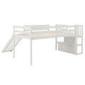 Loft Bed With Staircase, Storage, Slide, Twin Size, Full Length Safety Guardrails, No Box Spring Needed, White Old Sku:W504S00004 Twin White Pine