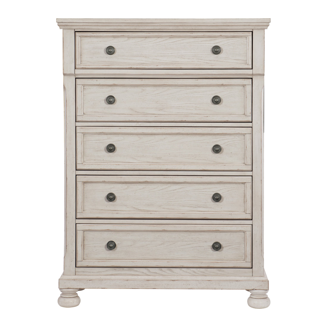 Wire Brushed White Finish 1Pc Chest Of Drawers With Ball Bearing Glides Transitional Bedroom Furniture White Bedroom Wood