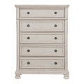 Wire Brushed White Finish 1Pc Chest Of Drawers With Ball Bearing Glides Transitional Bedroom Furniture White Bedroom Wood