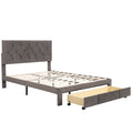 Full Size Storage Bed Velvet Upholstered Platform Bed With A Big Drawer Grey Grey Velvet