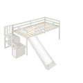 Loft Bed With Staircase, Storage, Slide, Twin Size, Full Length Safety Guardrails, No Box Spring Needed, White Old Sku:W504S00004 Twin White Pine