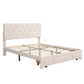 Queen Size Storage Bed Velvet Upholstered Platform Bed With A Big Drawer Beige Beige Velvet