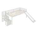 Loft Bed With Staircase, Storage, Slide, Twin Size, Full Length Safety Guardrails, No Box Spring Needed, White Old Sku:W504S00004 Twin White Pine