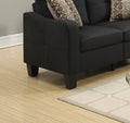 Living Room Furniture 2Pc Sofa Set Black Polyfiber Sofa And Loveseat W Pillows Cushion Couch Black Primary Living Space Cushion Back Contemporary,Modern Rubberwood Square Arms Particle Board 4 Seat