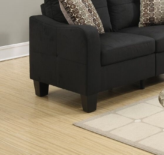 Living Room Furniture 2Pc Sofa Set Black Polyfiber Sofa And Loveseat W Pillows Cushion Couch Black Primary Living Space Cushion Back Contemporary,Modern Rubberwood Square Arms Particle Board 4 Seat