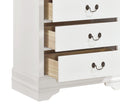 Traditional Design White Finish 1Pc Chest Of 5 Drawers Antique Drop Handles Drawers Bedroom Furniture White Bedroom Traditional Wood