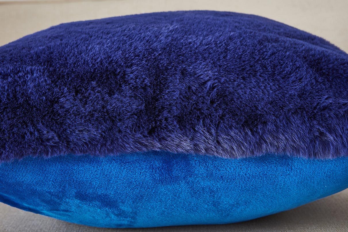 Agnes Luxury Chinchilla Faux Fur Pillow 18 In. X 18 In. Navy Blue Polyester