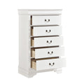 Traditional Design White Finish 1Pc Chest Of 5 Drawers Antique Drop Handles Drawers Bedroom Furniture White Bedroom Traditional Wood