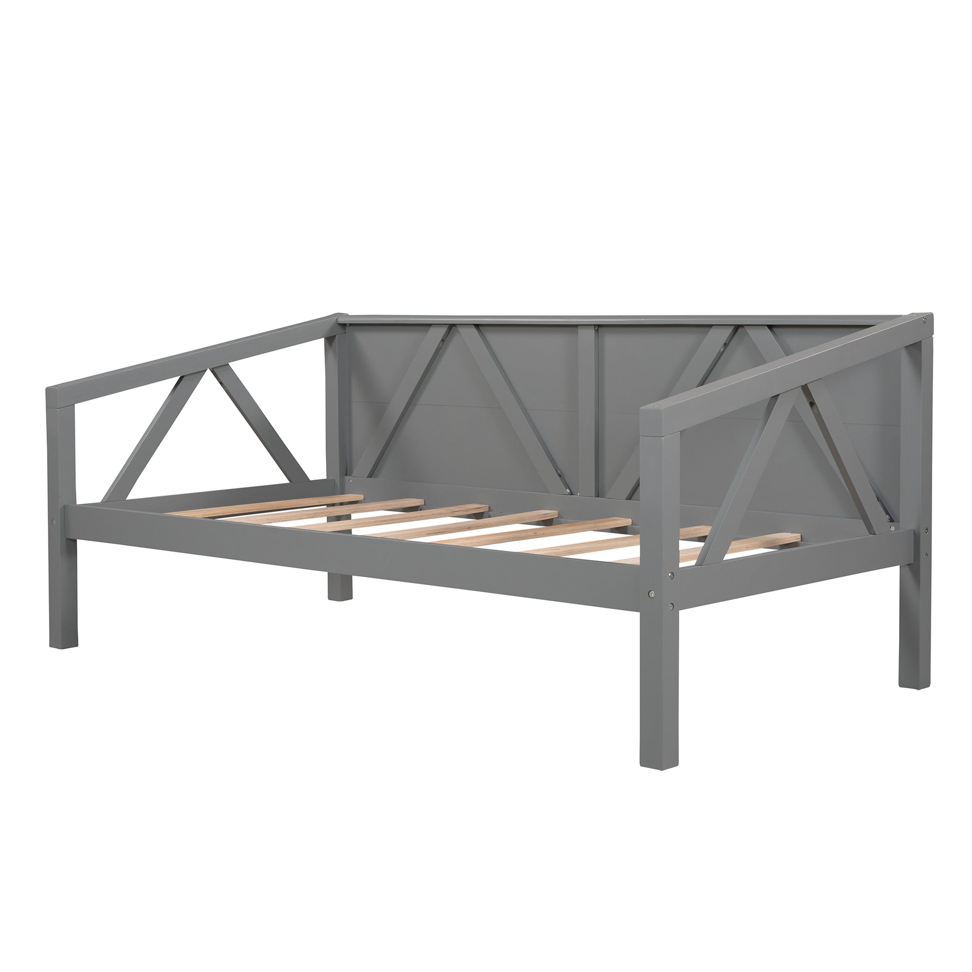 Twin Size Daybed, Wood Slat Support, Gray Gray Solid Wood