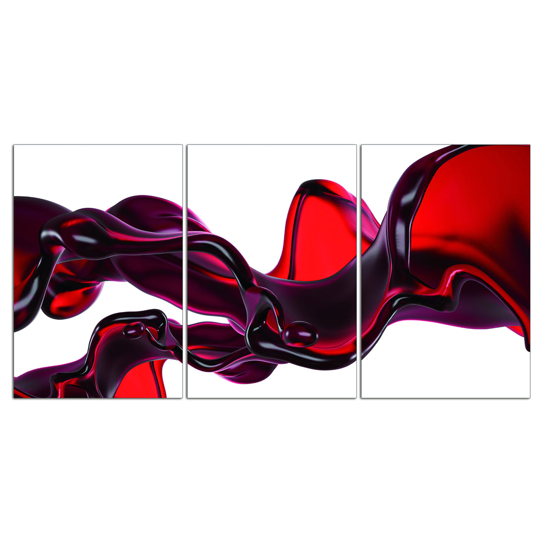 Oppidan Home "Abstrat Liquid In Red" 3 Piece Acrylic Wall Art 36"H X 72"W Multicolor Acrylic