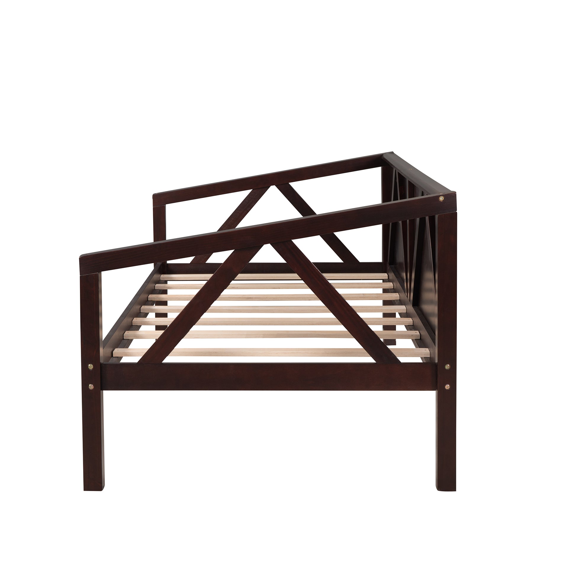 Twin Size Daybed, Wood Slat Support, Espresso Espresso Solid Wood