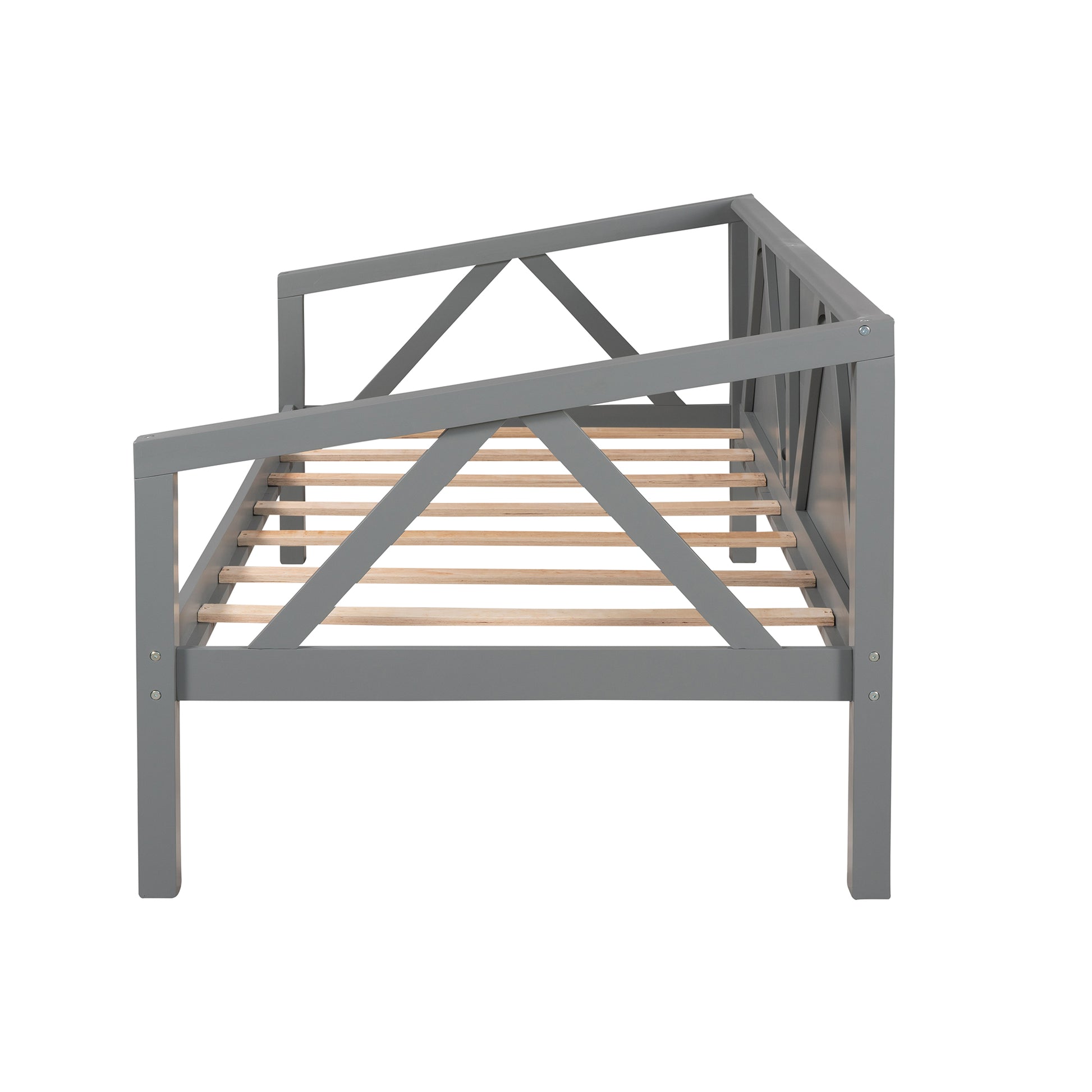 Twin Size Daybed, Wood Slat Support, Gray Gray Solid Wood