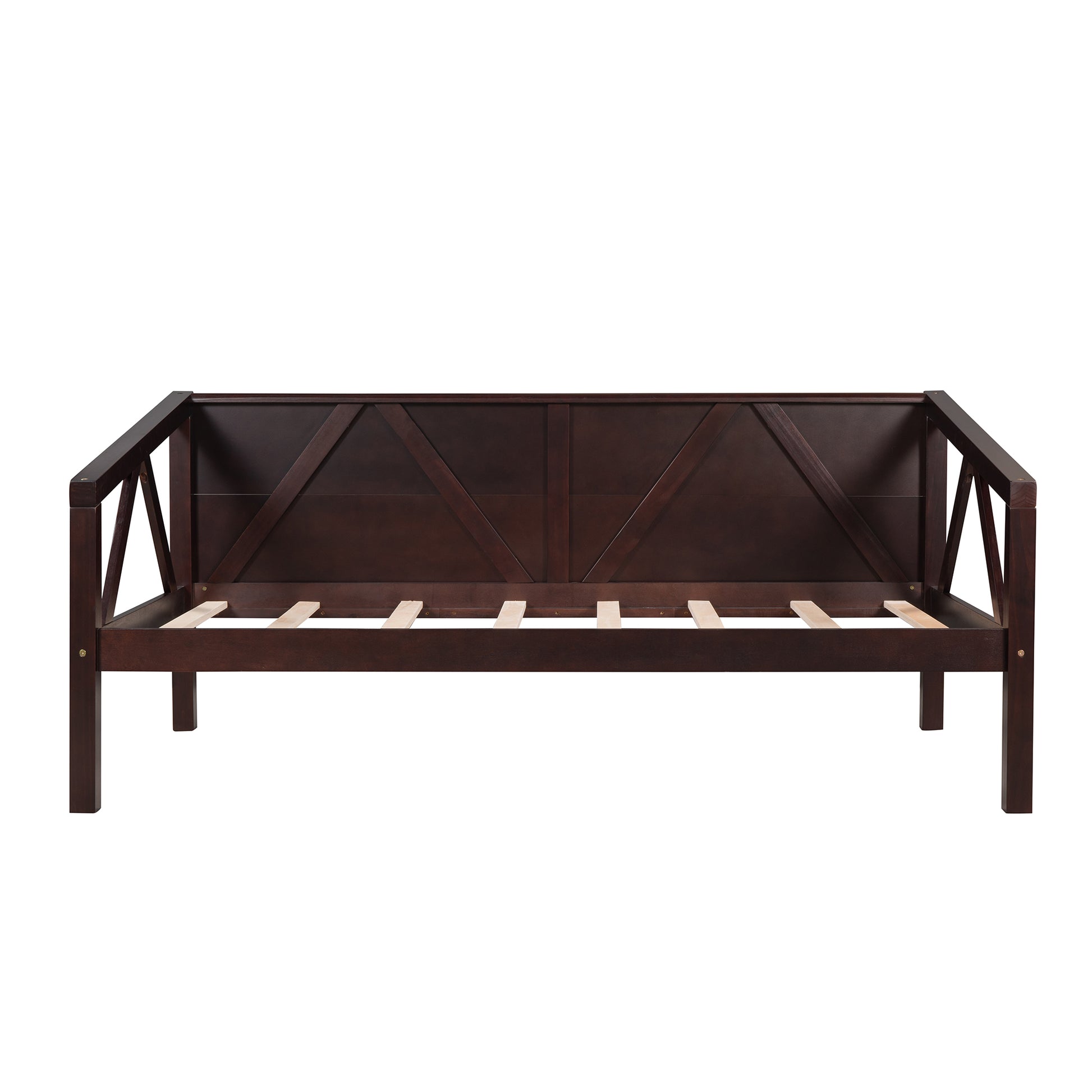 Twin Size Daybed, Wood Slat Support, Espresso Espresso Solid Wood