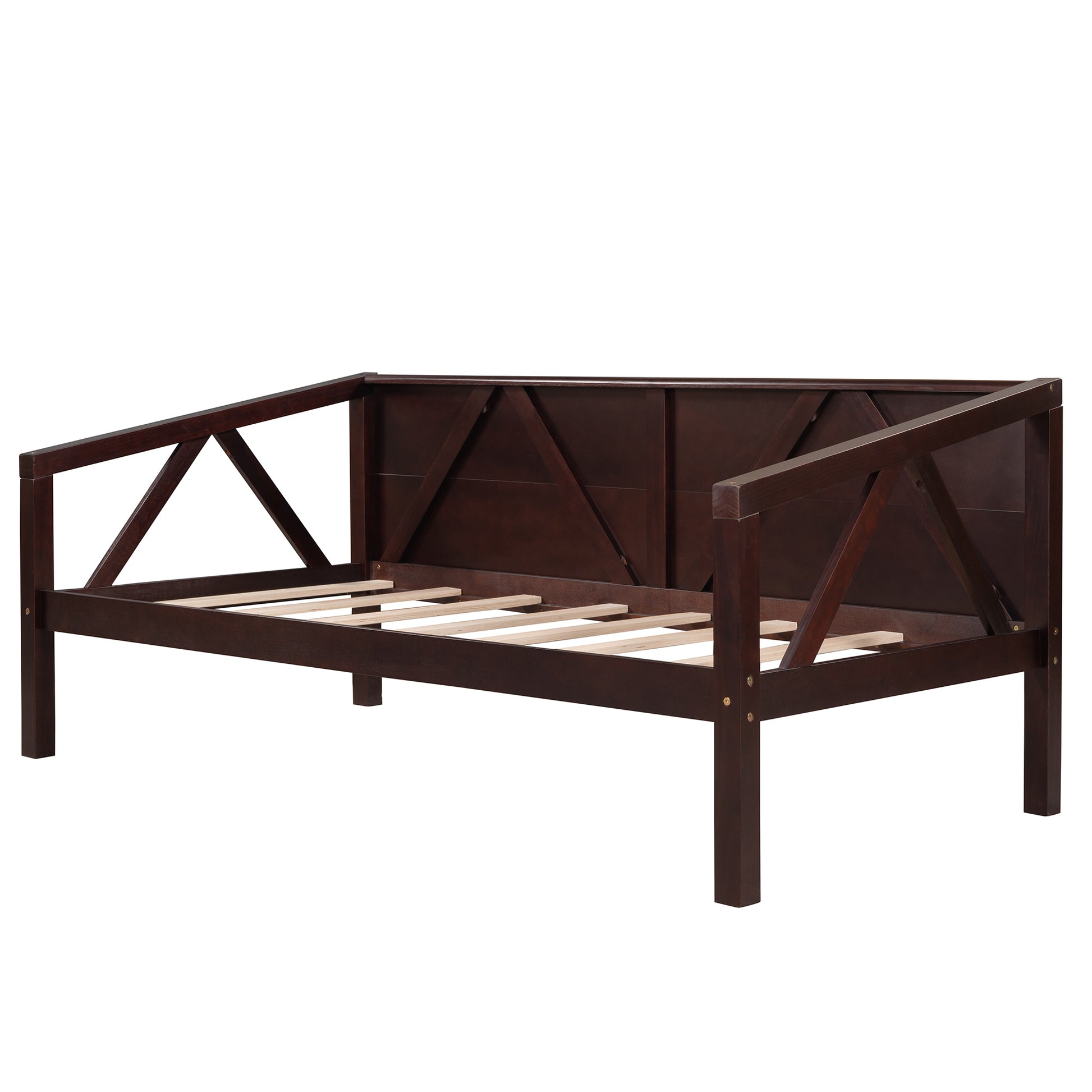 Twin Size Daybed, Wood Slat Support, Espresso Espresso Solid Wood