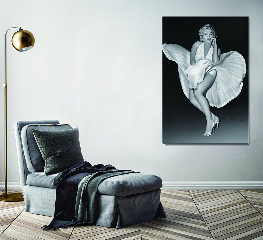 Oppidan Home "White Dress Of Marilyn Monroe" Acrylic Wall Art 48"H X 32"W Multicolor Acrylic