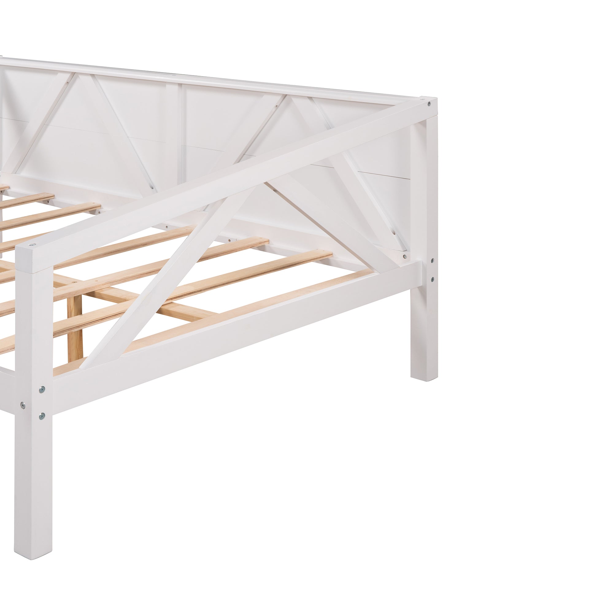 Full Size Daybed, Wood Slat Support, White White Solid Wood