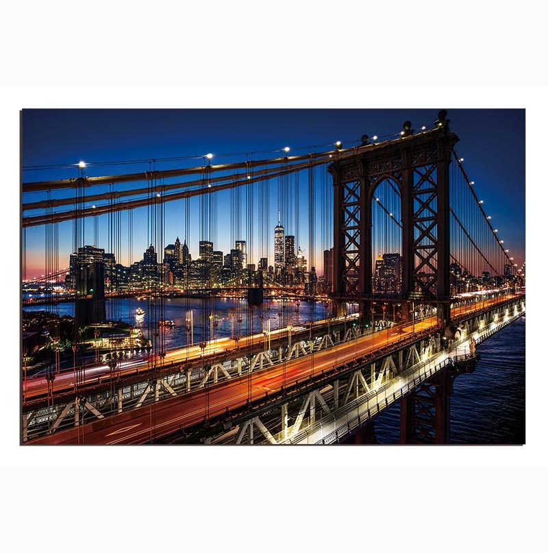 Oppidan Home "Evening On The Manhattan Bridge" Acrylic Wall Art 32"H X 48"W Multicolor Acrylic