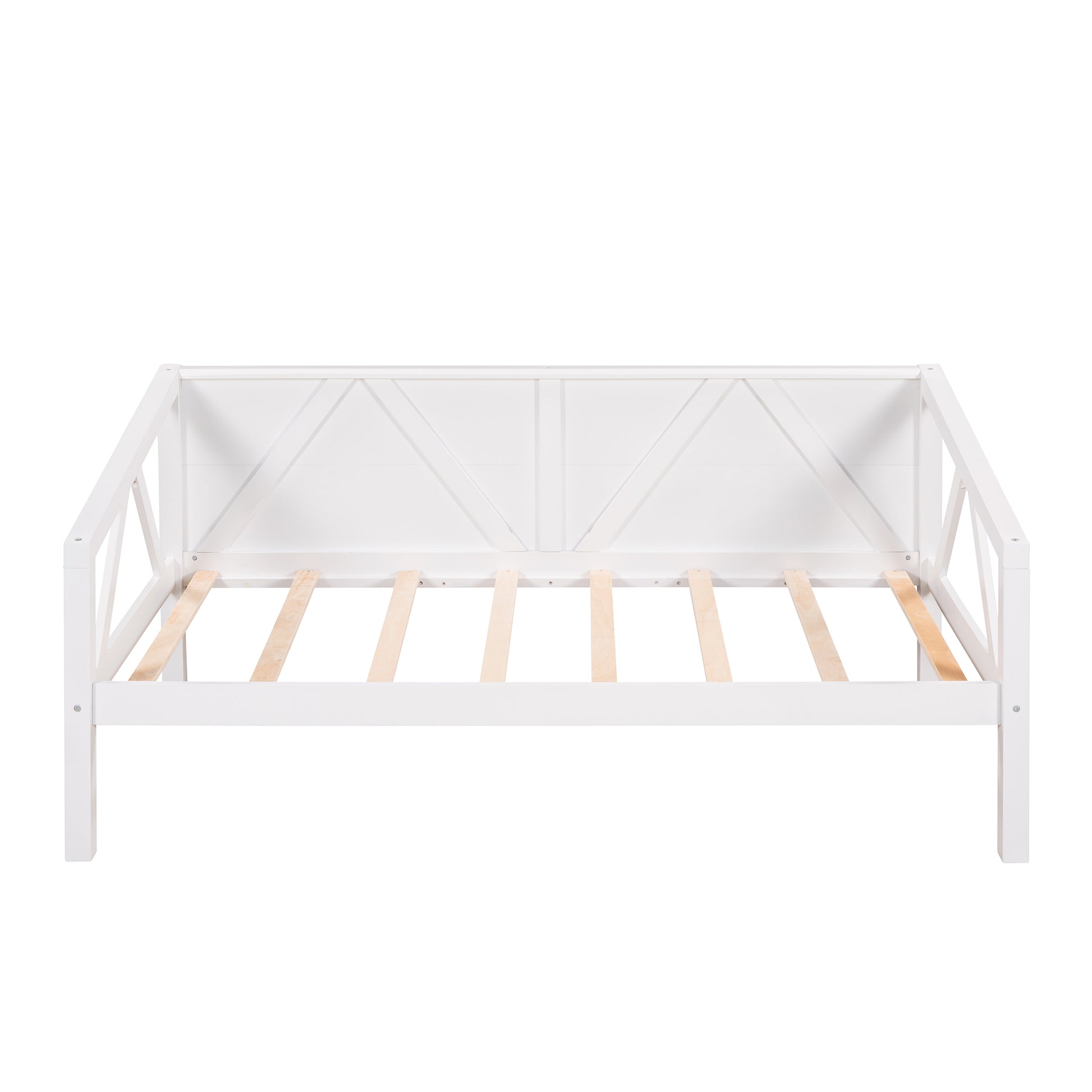 Twin Size Daybed, Wood Slat Support, White White Solid Wood