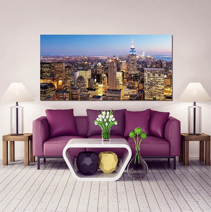 Oppidan Home "Manhattan Skyline" Acrylic Wall Art 32"H X 48"W Multicolor Acrylic