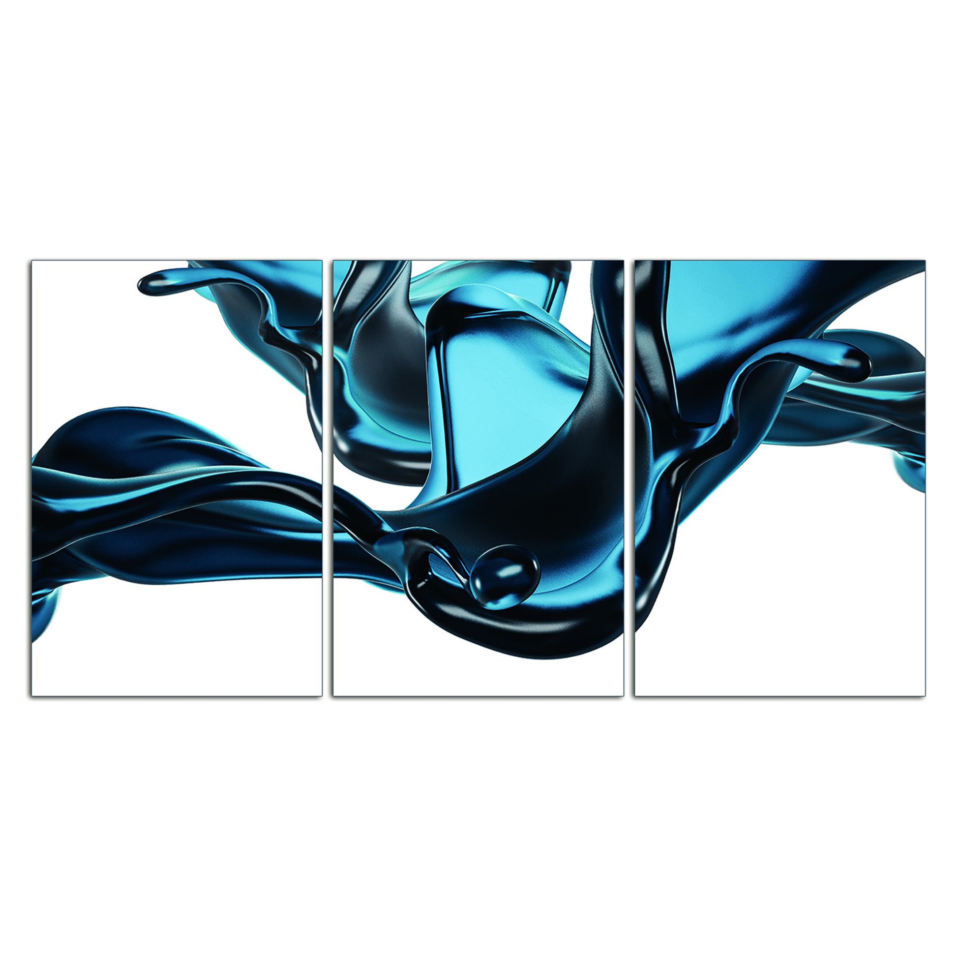 Oppidan Home "Abstract Liquid In Blue" 3 Piece Acrylic Wall Art 36"H X 72"W Multicolor Acrylic