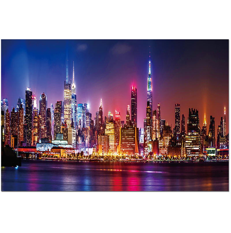 Oppidan Home "Big City Evening Skyline 32"H X 48"W Multicolor Acrylic