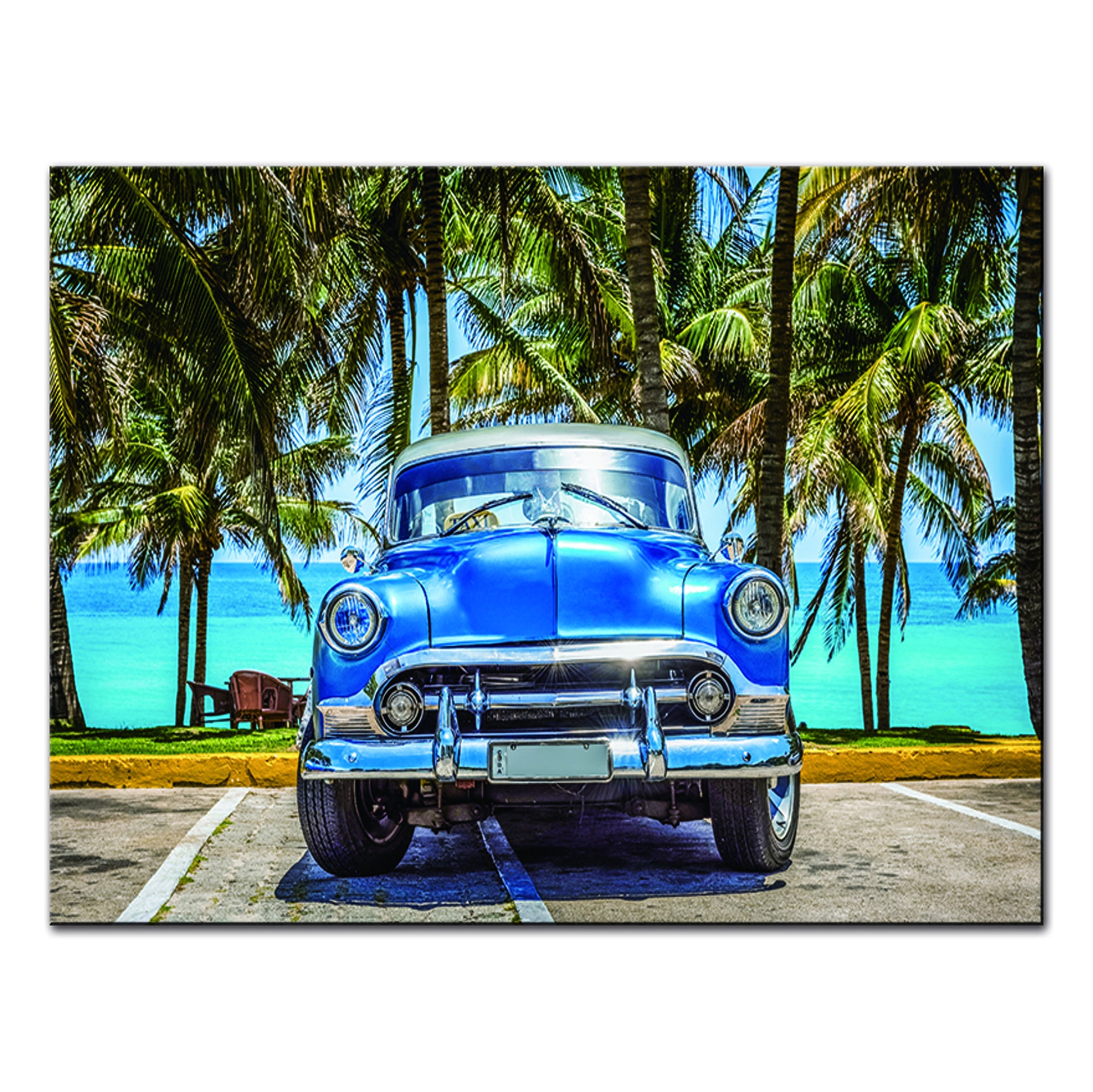 Oppidan Home "Classic Car At The Beach" Acrylic Wall Art 32"H X 48"W Multicolor Acrylic