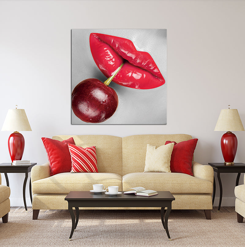 Oppidan Home "Cherry Lips" Acrylic Wall Art 40"H X 40"W Multicolor Acrylic