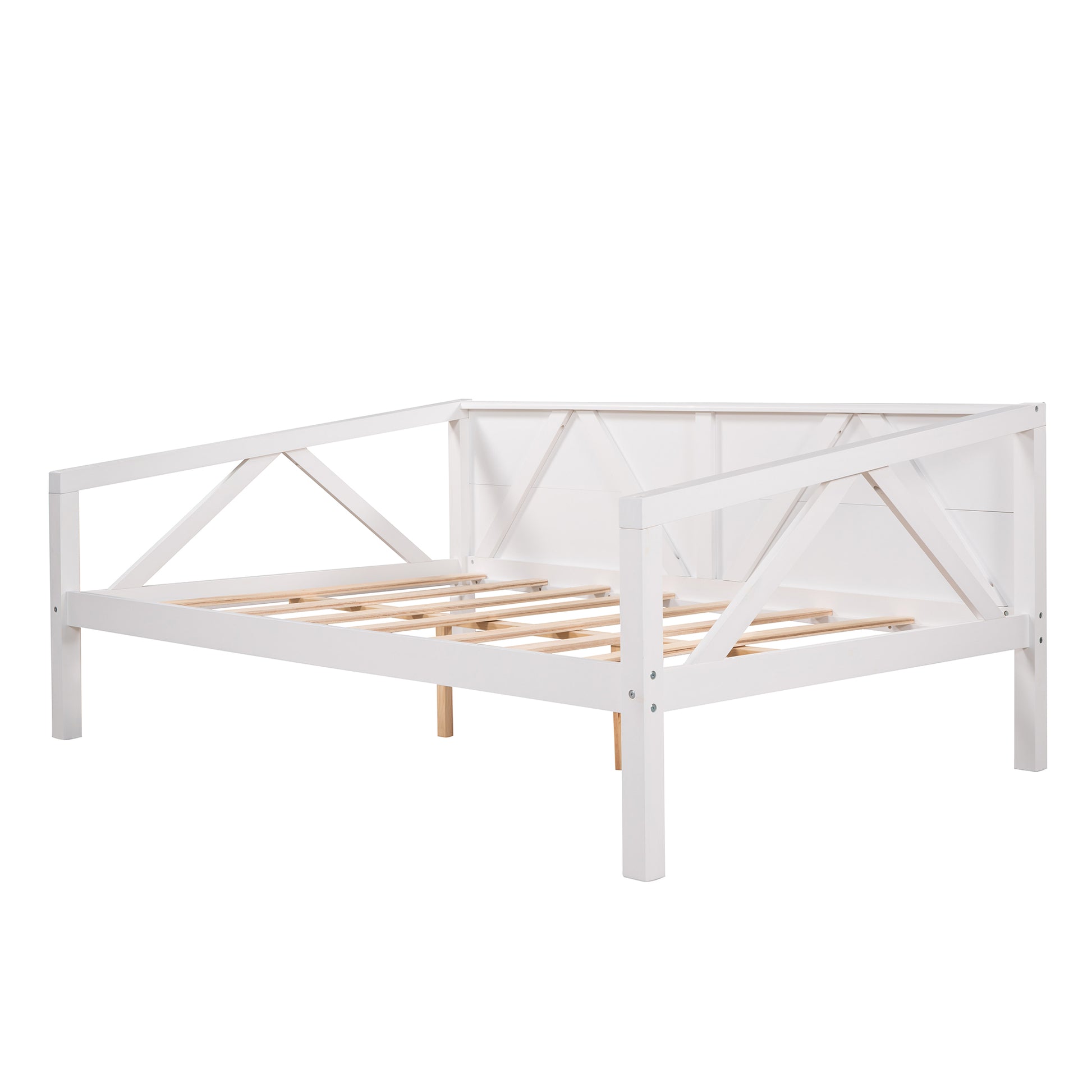 Full Size Daybed, Wood Slat Support, White White Solid Wood