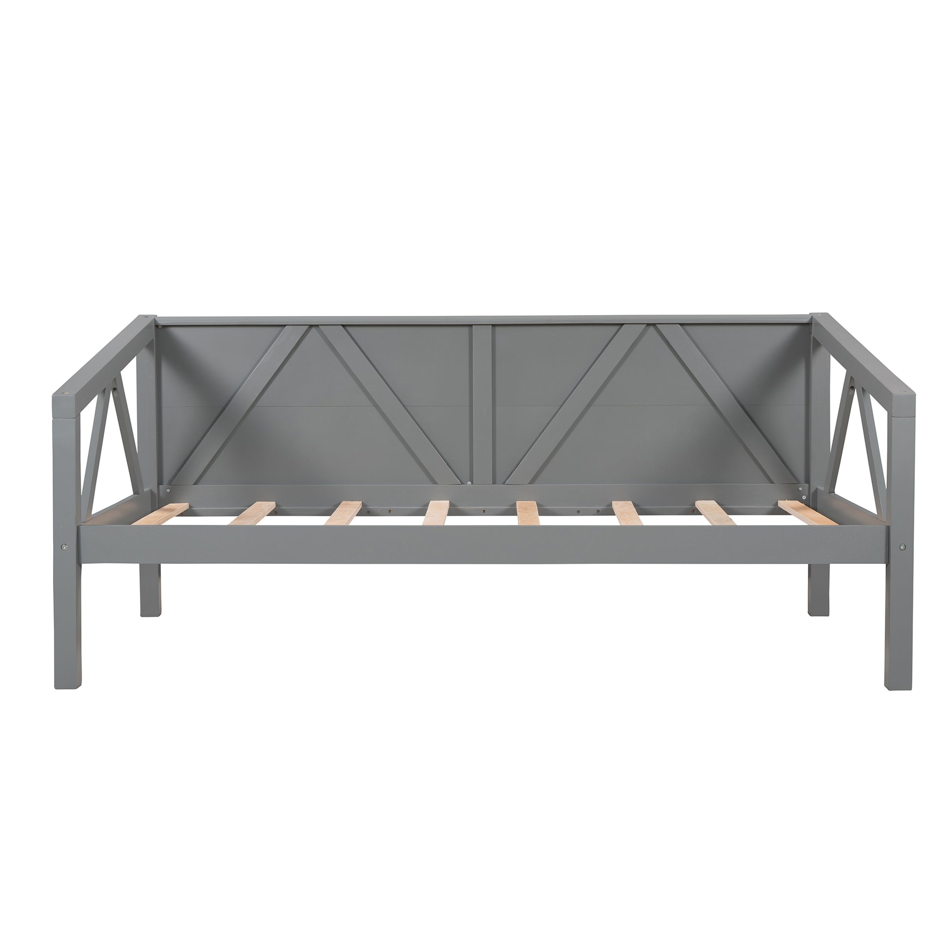 Twin Size Daybed, Wood Slat Support, Gray Gray Solid Wood