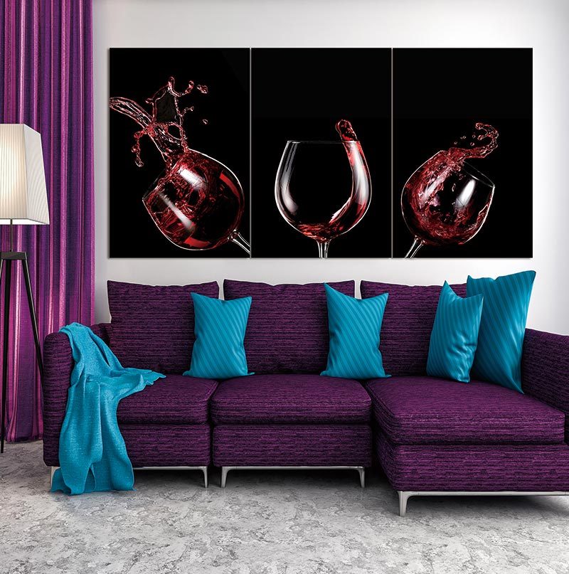 Oppidan Home "Red Wine Celebration" Acrylic Wall Art 48"H X 96"W Multicolor Acrylic