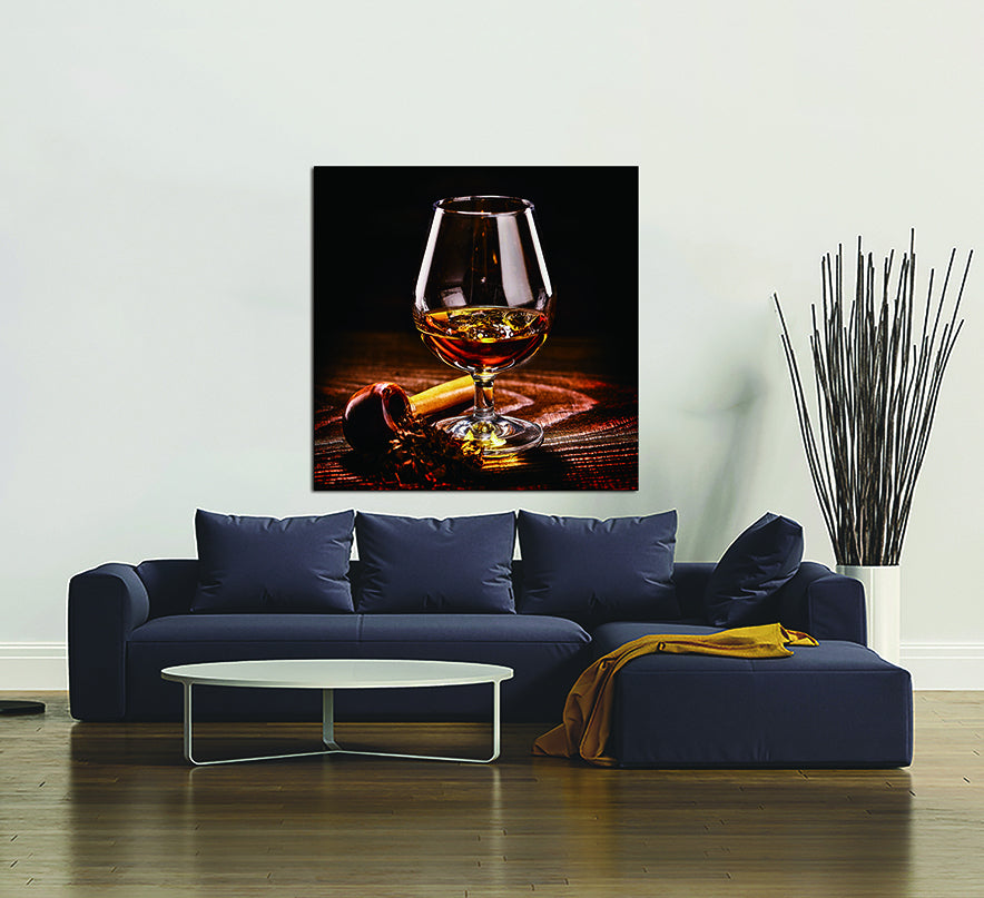 Oppidan Home "Pipe And Tasting Glass" Acrylic Wall Art 40"H X 40"W Multicolor Acrylic